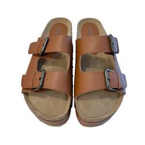 Free People Intentionally Blank Leather Platform Sandal Women's 40/9.5 Tan NEW